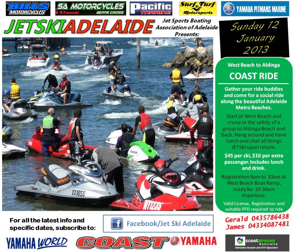 Jetski Adelaide: 12th January 2014 – Coast Ride – West Beach to Aldinga