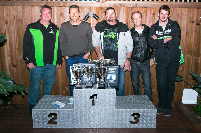  Brisbane Kawasaki Racing Team and their trophy haul. Photo credit - OZPWC.com
